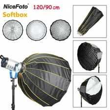 US NiceFoto 90/120cm Deep Parabolic Folding Quick Set-up Bowens Softbox+Grid