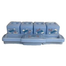 Vintage Clarolyte Plastic Nursery Storage Box Baby Changing Table Set Blue USA