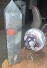 Healing Crystal Lot-African Bloodstone Tower+Black Flower Agate Sphere — photo 3