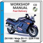 KAWASAKI NINJA ZX11 ZX1100 1994 1995 1996 1997 SERVICE REPAIR SHOP MANUAL ON CD