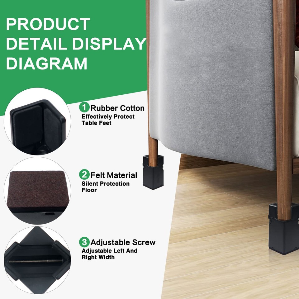 4pcs Adjustable Furniture Risers With Screw Clamp Sturdy Desk Risers ...