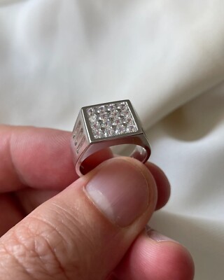 925 Sterling Silber Herren Stein Set CZ Ring - Geschenkbox Herrenring