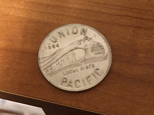 Vintage 1934 Union Pacific Railroad Lucky Piece Alcoa Aluminum Train Token