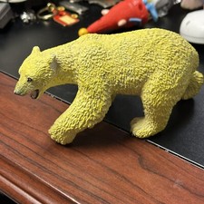 1990 Safari LTD Polar Bear Yellow approx 7" long 3" tall