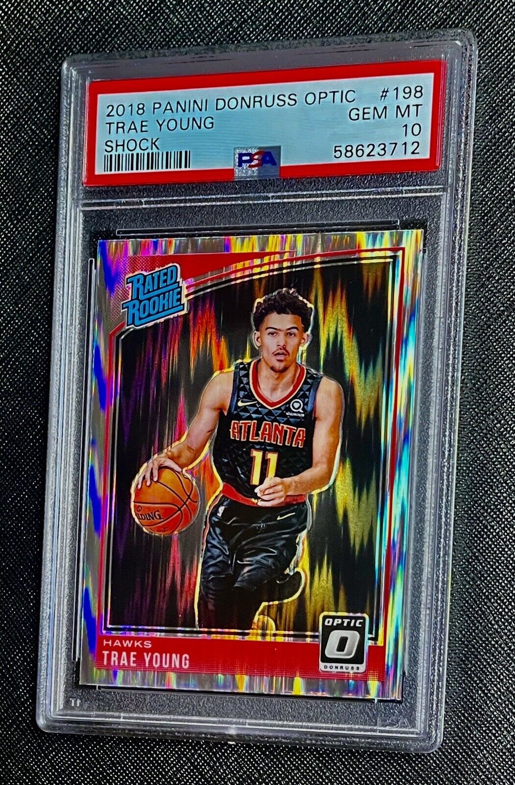 2018 TRAE YOUNG SHOCK PRIZM DONRUSS OPTIC RATED ROOKIE #198 PSA 10 GEM MINT 💎🔥