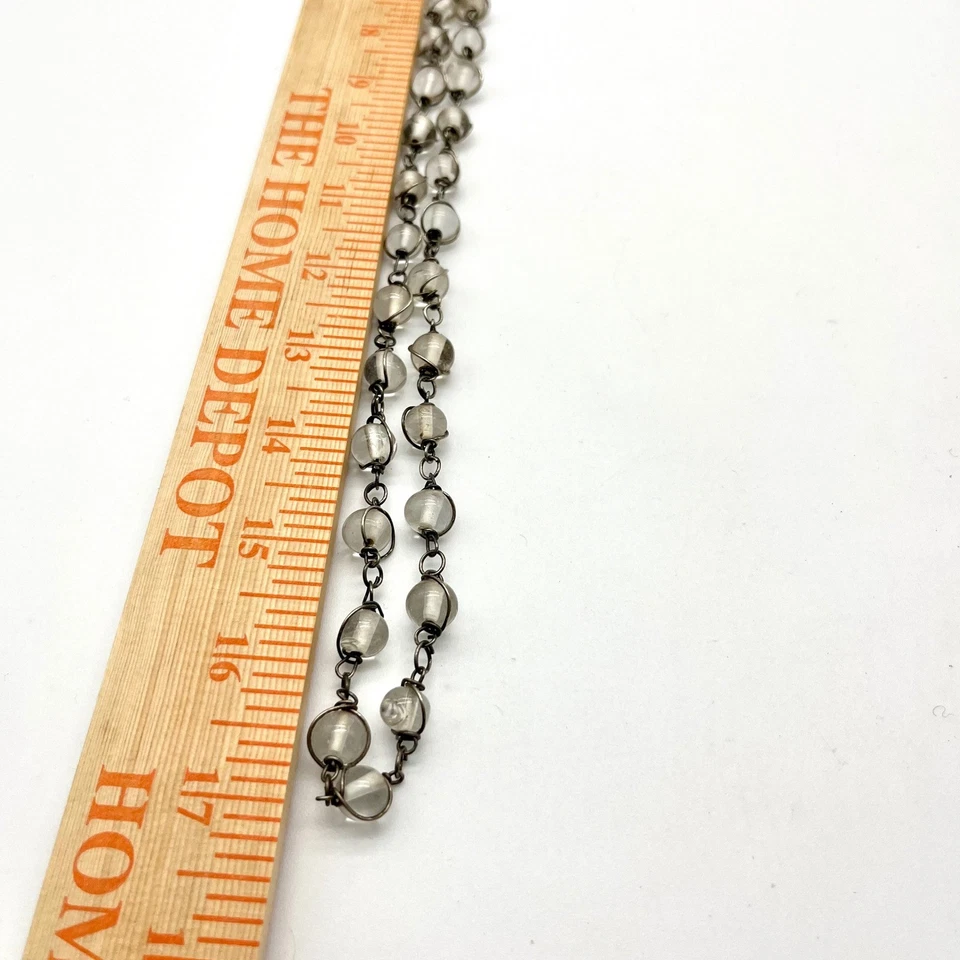 Ожерелье из бисера длинное многослойное ожерелье винтажные прозрачные стеклянные бусины - Изображение 4 из 4