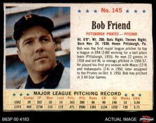 1963 Post Cereal #145 Bob Friend Pirates 4 - VG/EX