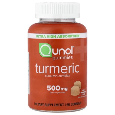 2 X Qunol, Turmeric Curcumin Complex, Rich Tangerine, 60 Gummies (250 mg per Gum