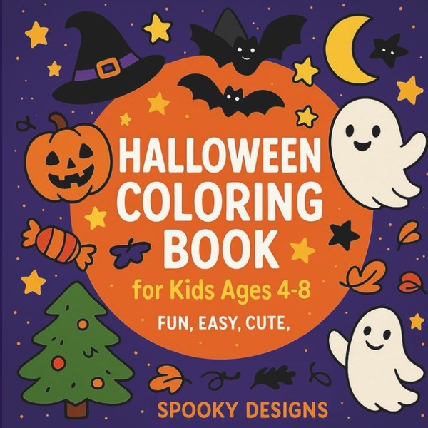 Malbuch Halloween FüR Kinder 4-8 Jahre, 72 Seiten, Einfache Designs, Geschenk-image