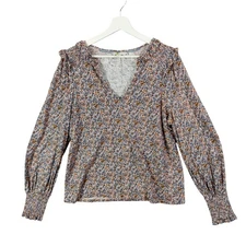 Boden Cottage Peasant Dark Fairy Floral VNeck Long Sleeve Blouse Top Women 10