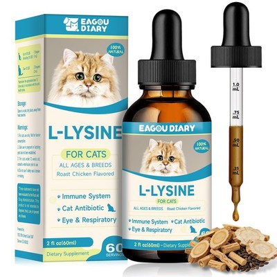 L-Lysine for Cats,Lysine Drops Immune Support Supplement,Sneezing,Cold,Allerg...