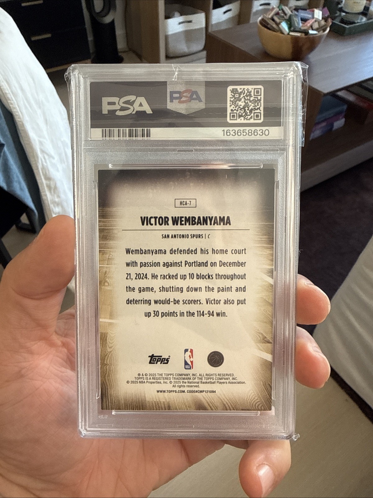 2025-26 Topps - Home Court Victor Wembanyama #HCA-7 PSA 8 view 2