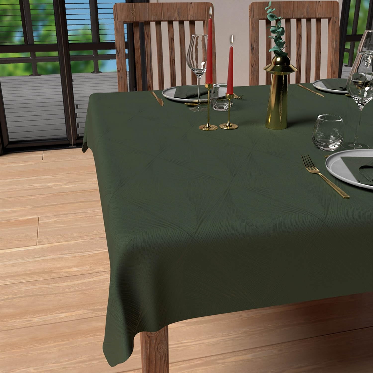 Nappe rectangle anti-tâches 150x300 cm Luxury Vert pour en finir avec les corvées de lessive