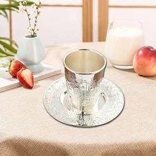 Kiddush Cup with Saucer Teacup Tableware Goblet for Festival Holiday Shabbat