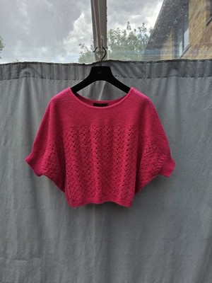 Bread N Butter Rosa Wolle Mohair Mischung Offen Strick Oversize Cropped Pullover Gr. S