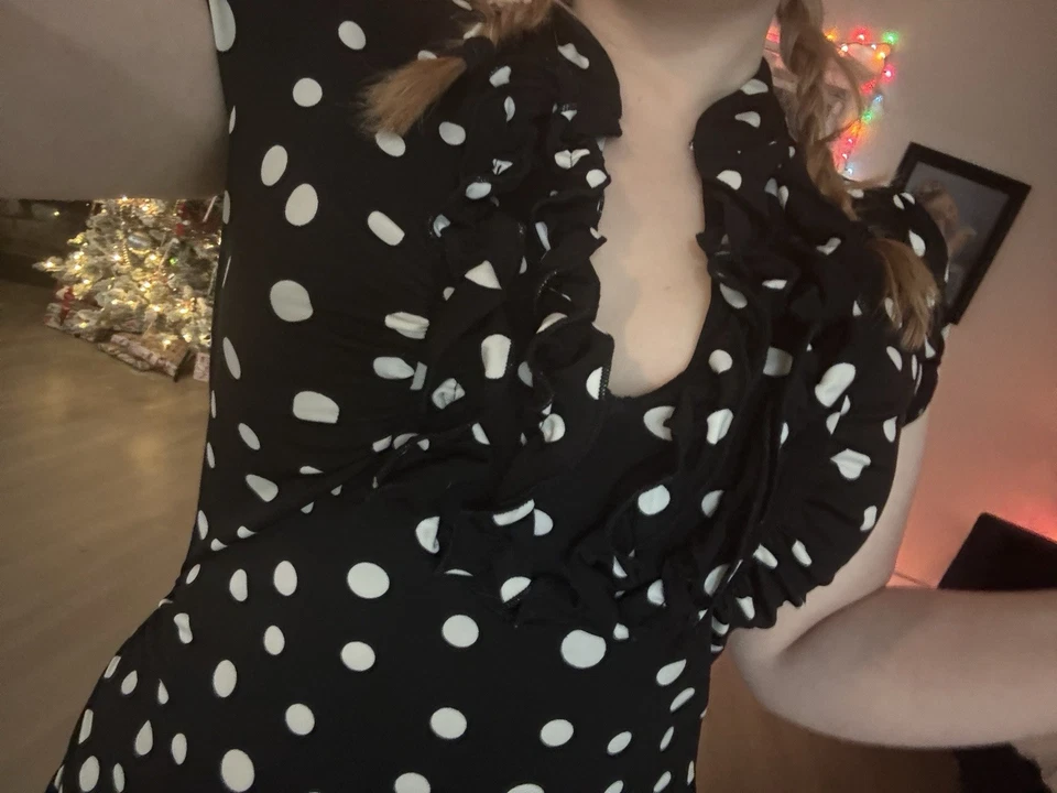 Volantes Corazón Alma Lunares Talla XL Y2K Preppy Lindo Estilo Vintage Manga Corta Foto 2 de 4