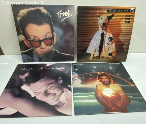 4pc Vinyl LP Lot Elvis Costello, Rick Springfield, Kenny Loggins, and More