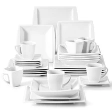 Plates and Bowls Sets, Square Dinnerware Sets for 6 (30pcs), Series Blance