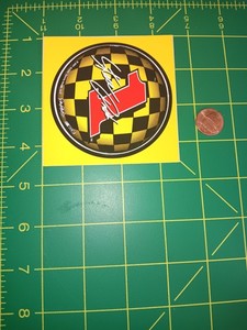 Racing Decal Sticker Round 3in Yellow Black Red Checkered Number 1 Signature