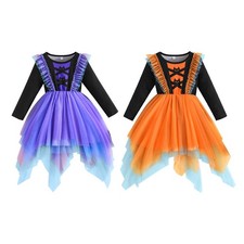 Kids Girls Dress Puffy Hem Skirt Birthday Gown Christmas Festival Theme Ruffled