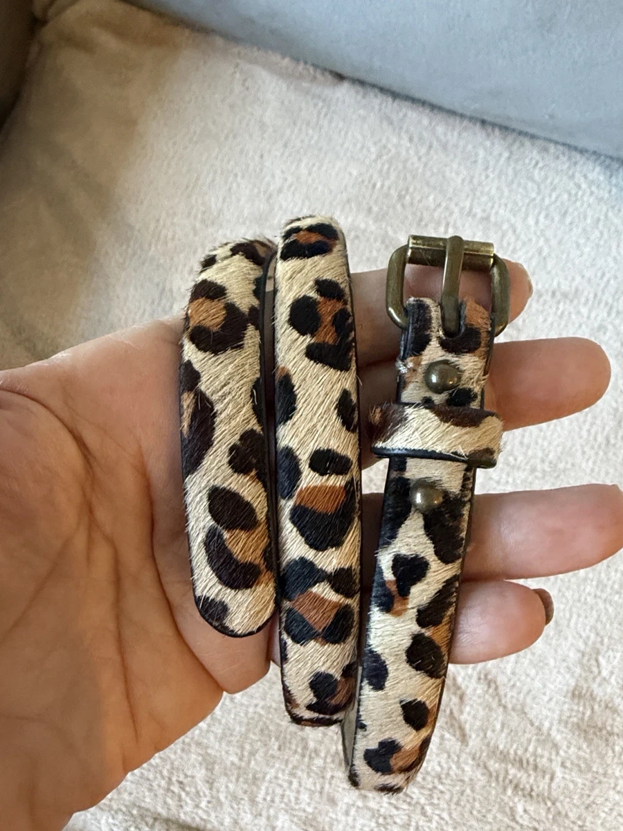 Banana Republic Leopard Calf Hair Slim Women\'s Belt - Brown/Black Animal Print M Vegan Leopard Pony Hair Skinny Belt | Banana Republic Factory main image 2