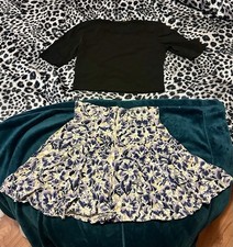 Authentic 90 s Vintage Prini Black Crop Top My Michelle Floral Skort Set S/M