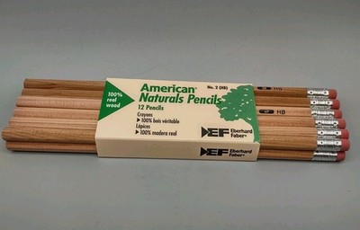 Vintage EBERHARD FABER American Naturals Pencils No 2 HB 100% Wood 12 NEW 