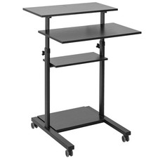 VIVO Black Mobile Height Adjustable Stand Up Desk Workstation Presentation Cart