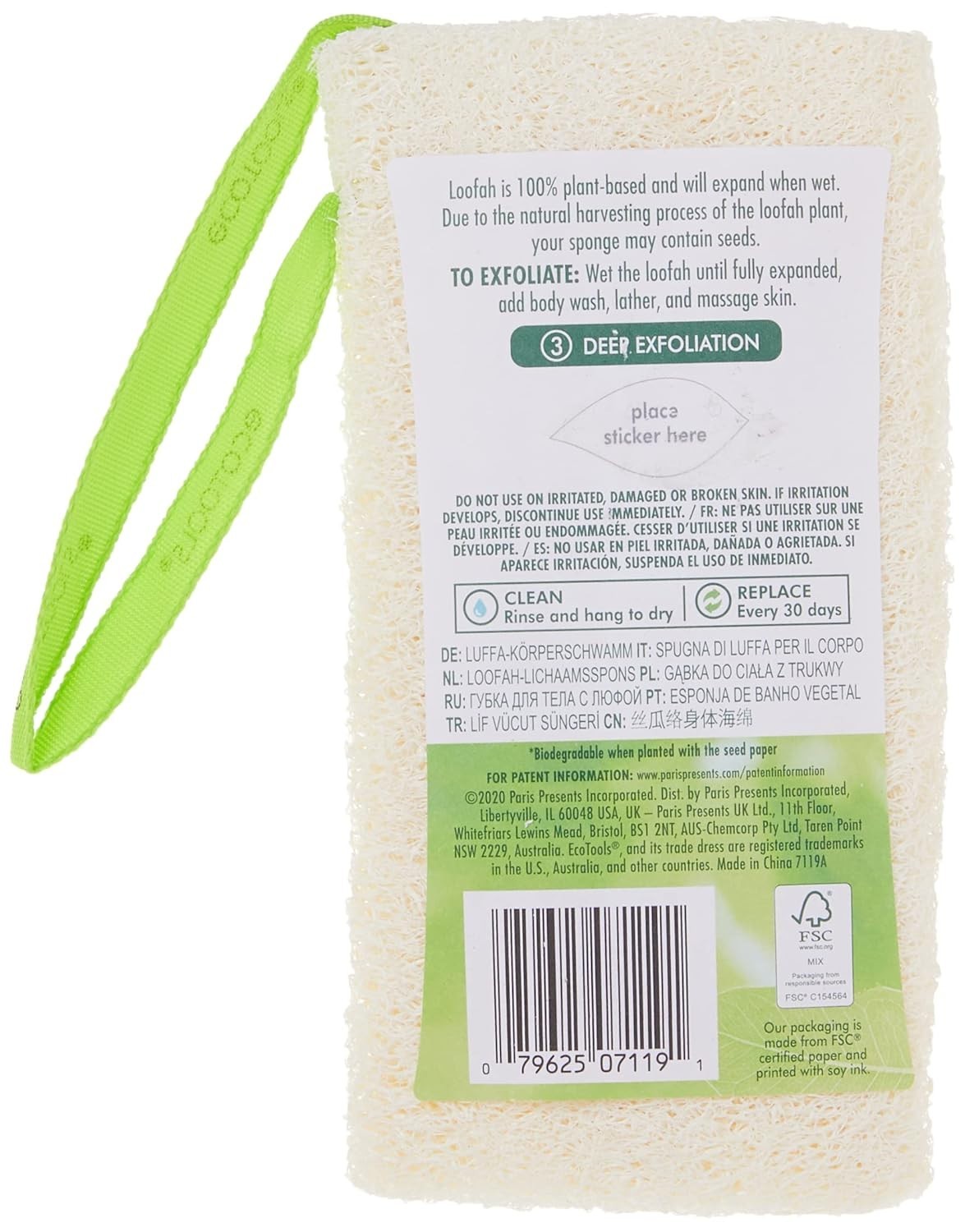 2PK Ecotools Body Bath Loofah Sponge Puff Natural Plant-Based Exfoliating Scrub