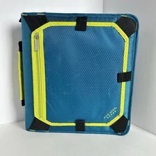 Mead Five Star Binder Fabric Zip Up School Notebook 3 Ring IPad Blue Green