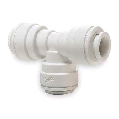 John Guest Pp0216w-Pk10 Push-Fit Tee Fitting, 1/2 In Tube Size, Polypropylene,