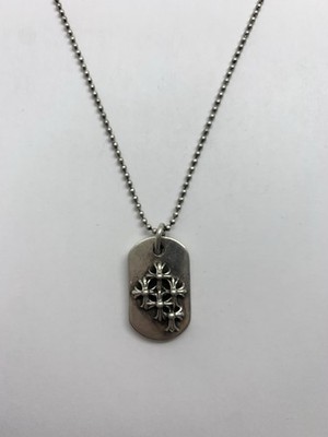 Chrome Hearts Silver 925 Dog Tag Pendant Necklace Cross Ball Chain Gothic Men's
