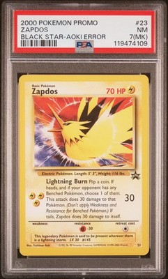 2000 POKEMON PROMO BLACK STAR TOSHINAO AOKI ERR #23 ZAPDOS PSA 7