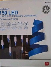 GE StayBright 150 Icicle Light String Holiday Christmas Blue LED White Wire