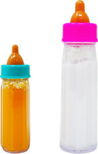 2 Pack Baby Doll Bottles Accessories, Magic Doll Disappearing Milk and Juice - B