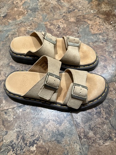 Dr. Martens Josef Slide Buckle Nubuck Leather Sandals Tan Size Women 9
