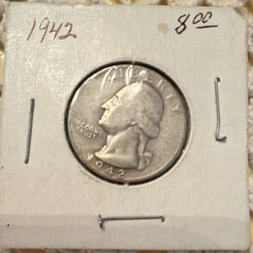 1942 Washington Quarter Silver 25C Circulated Business Strike 0.9 Fineness