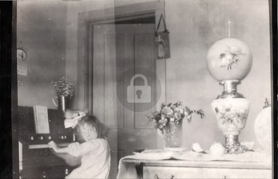 #ad Girl Practicing Piano Muskegon MI Michigan RPPC Photo Postcard COPY $4.95