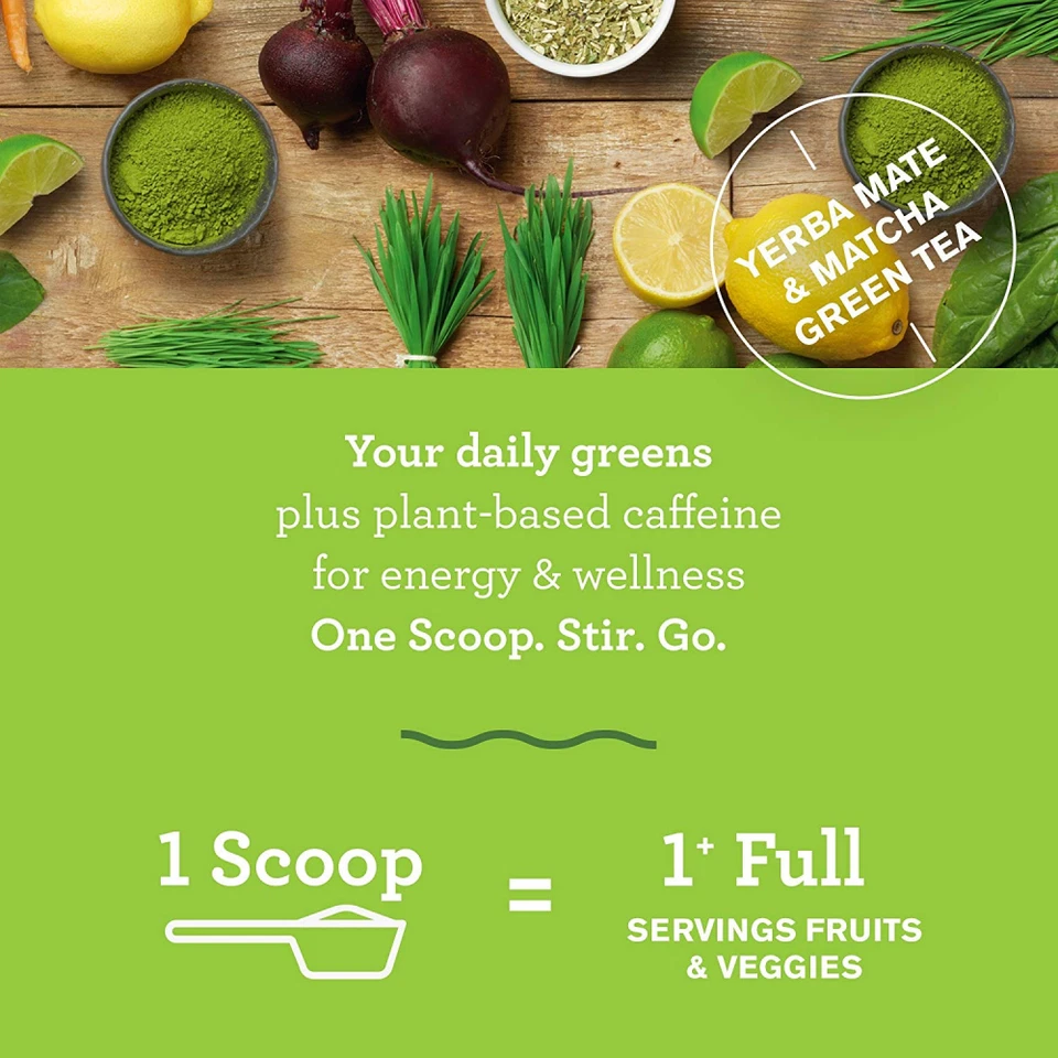 Superalimento orgánico Energy Green en polvo, con trigo y verduras, cafeína natural Foto 2 de 4