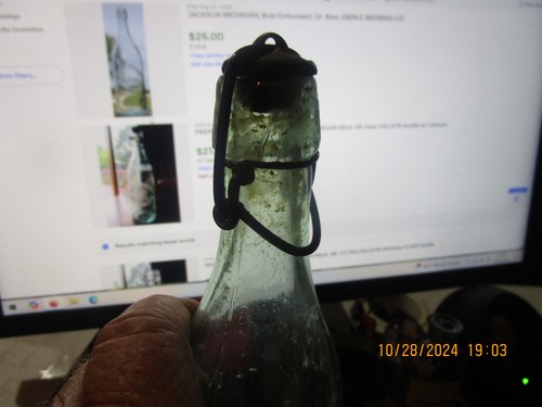 Prepro C.F. SCHEELE Jackson MICHIGAN Blob Bier LIMOUSINE Flasche mit Verschluss Aqua Vintage - Bild 4 von 11