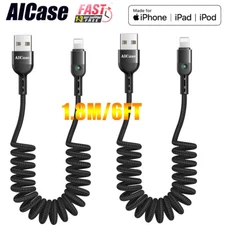 Coiled iPhone Data Cable Fast Charger Cord For iPhone 14 13 12 11 Pro Max XR SE