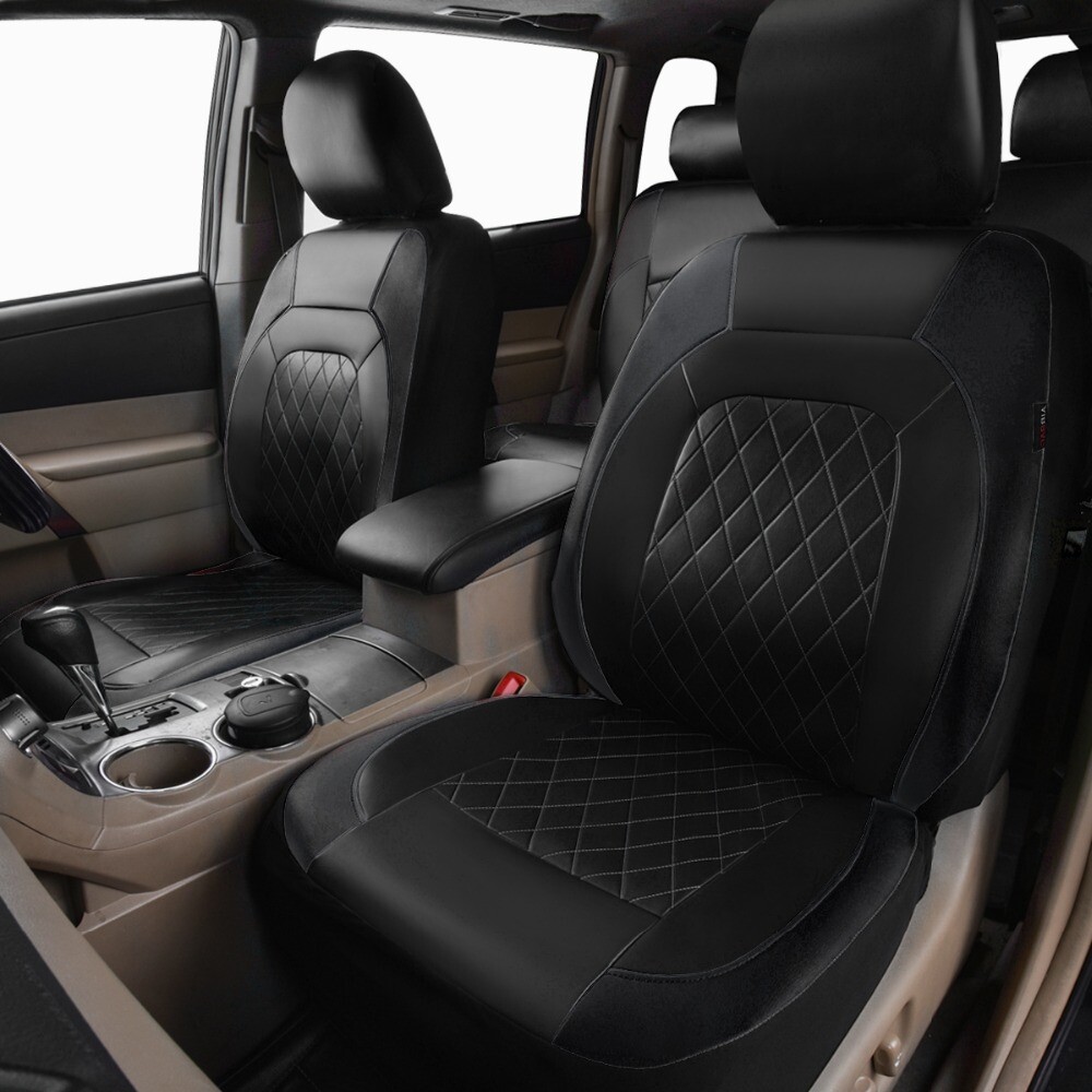 Car Leather Front Seat Covers Protector Cushion Waterproof W/Headrest Set Of 2