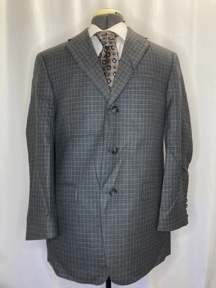 Blazer Austin Reed Para Hombres 40R 44" Abrigo Deportivo Traje Chaqueta Gris Cuadros 3 Botones Lana Foto 2 de 4