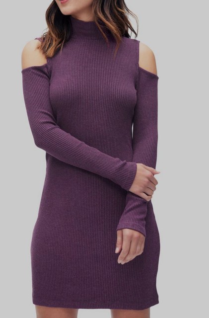 purple ribbed dress