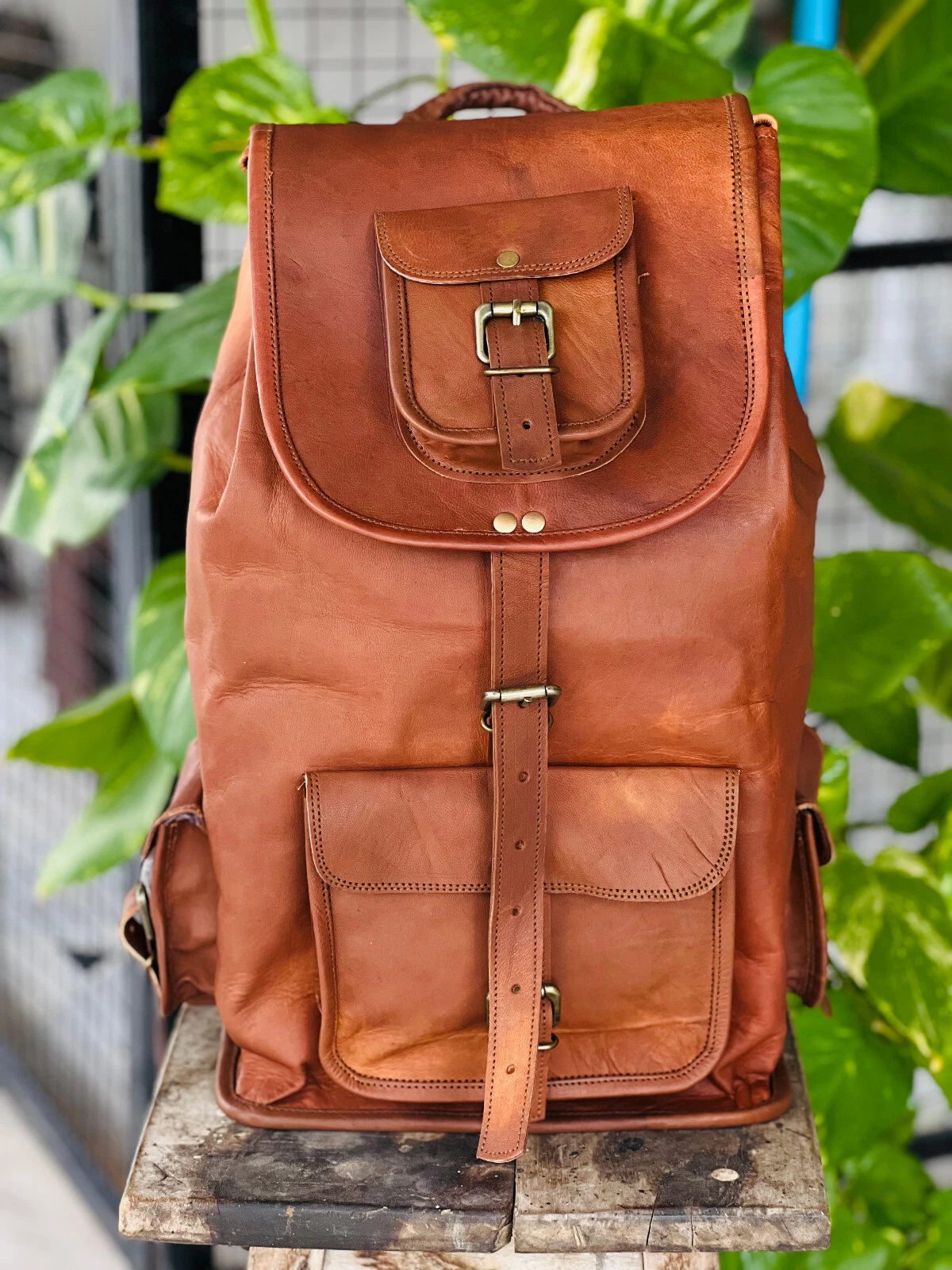 18" New Large Genuine Leather Backpack Manual Bag For Men's and Women's
Opens in a new window or tab