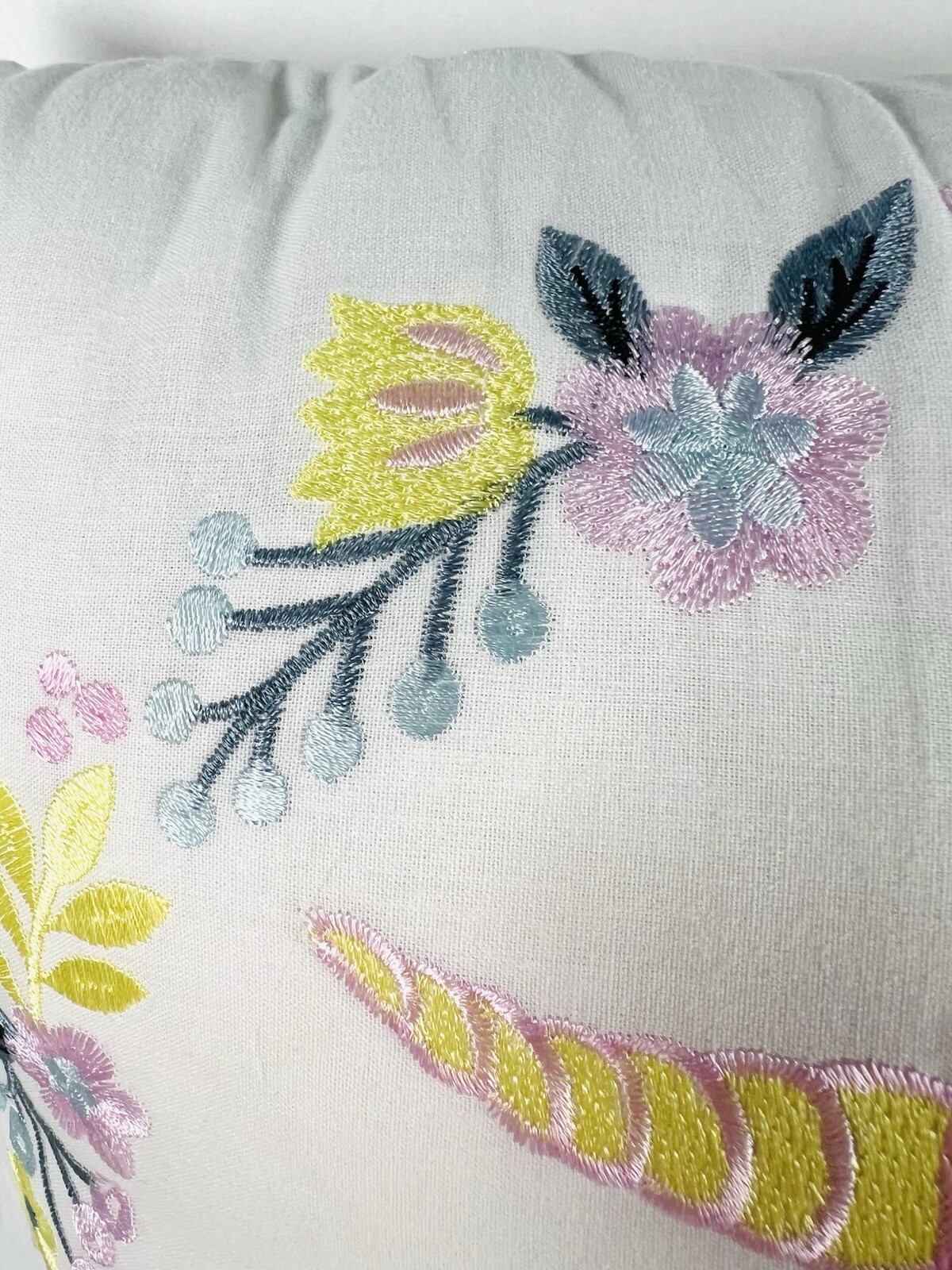 Urban Habitat Kids Child Girls Pink Gray Embroidered Unicorn Floral Pillow