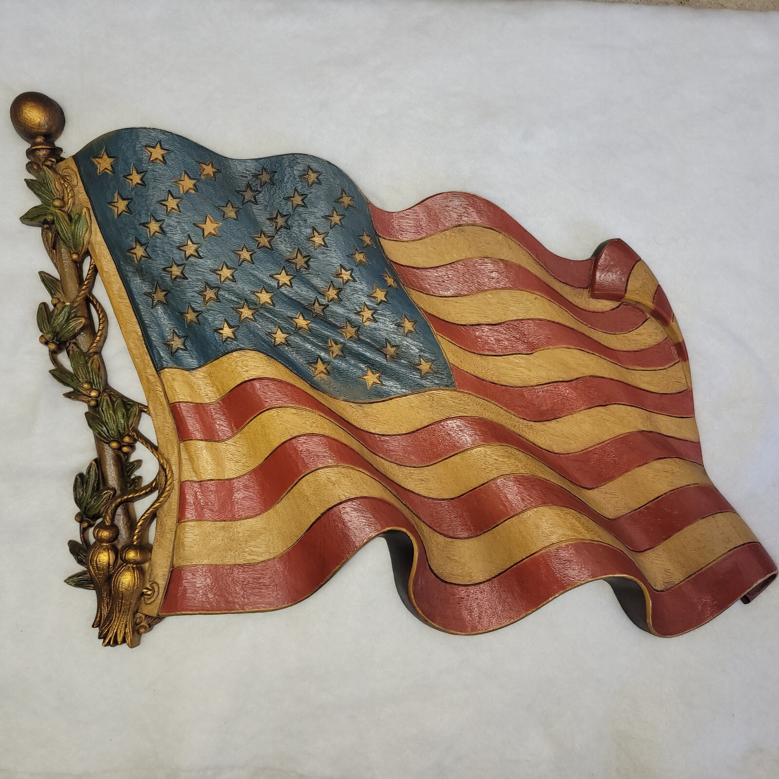 Vintage 1971 Burwood Products Co American Flag Wall Hanging Americana 20