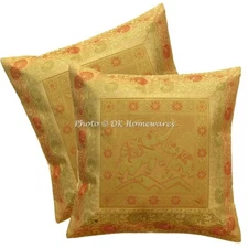 Bohemian Indian Brocade Throw Pillow Covers 40x40 cm Elephant Set Of 2 Cushion