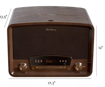 Electrohome Vinyl Record Player, Bluetooth Radio CD Vinyl to MP3, 32GB USB Drive