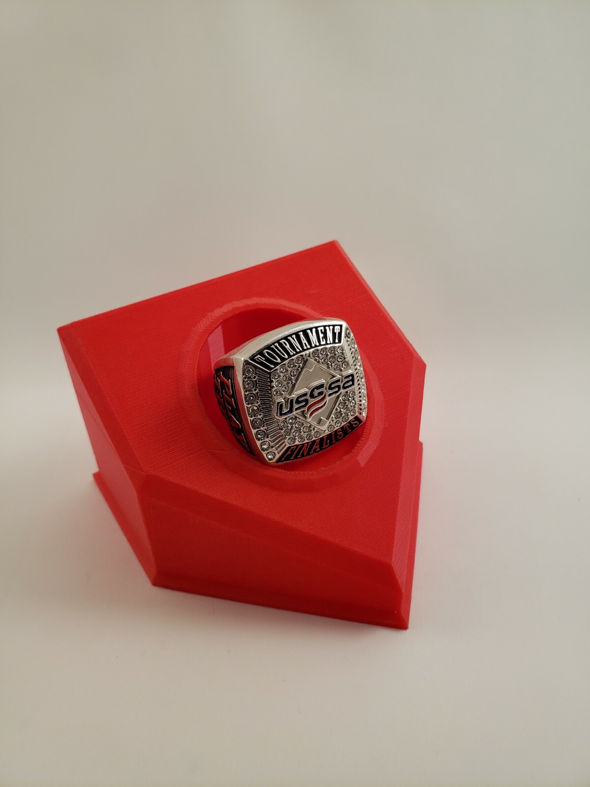 Championship Baseball Ring Display (Red) Youth Sports trophy shelf must